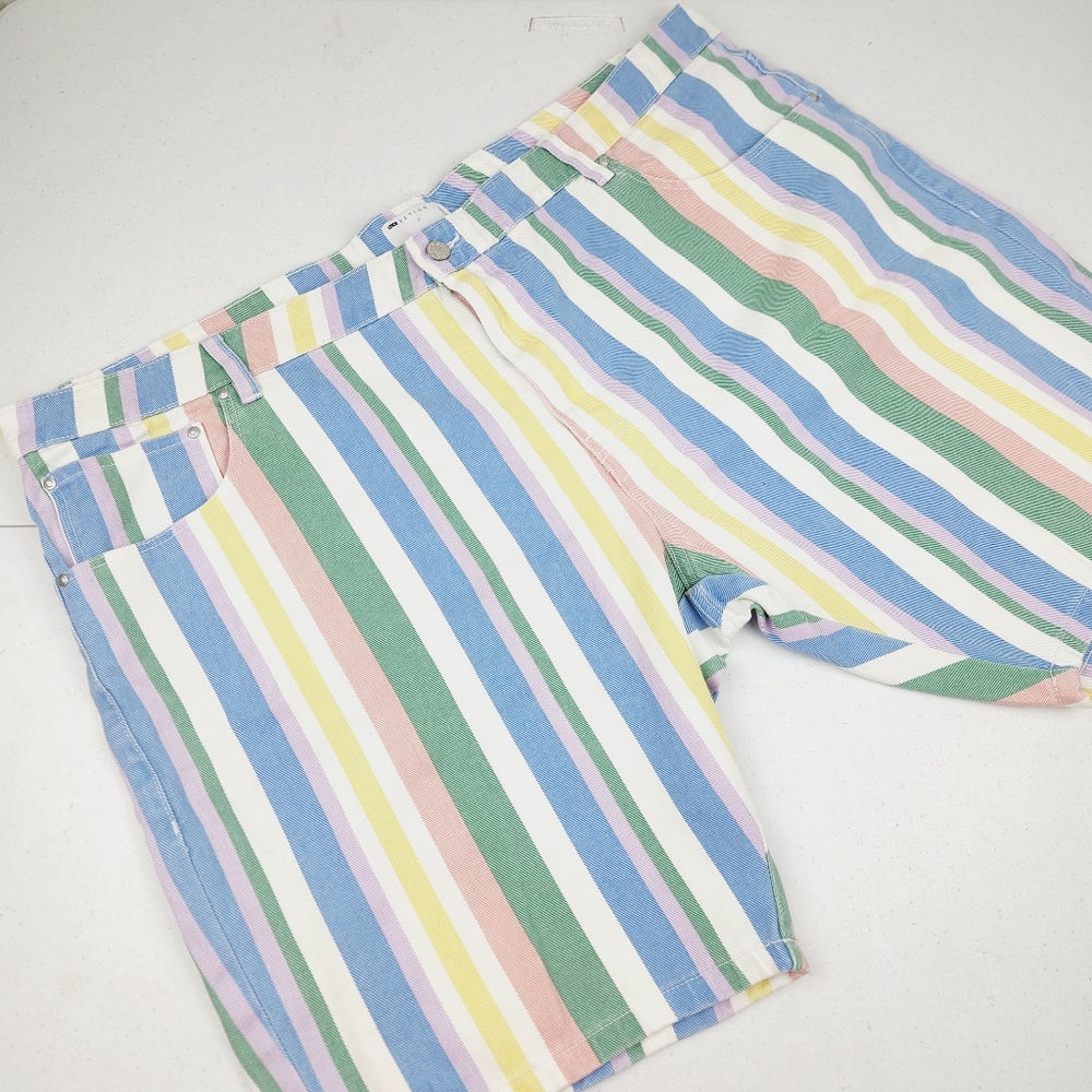 Men's Asos Design Denim Striped Multicolored Shorts Size 48"